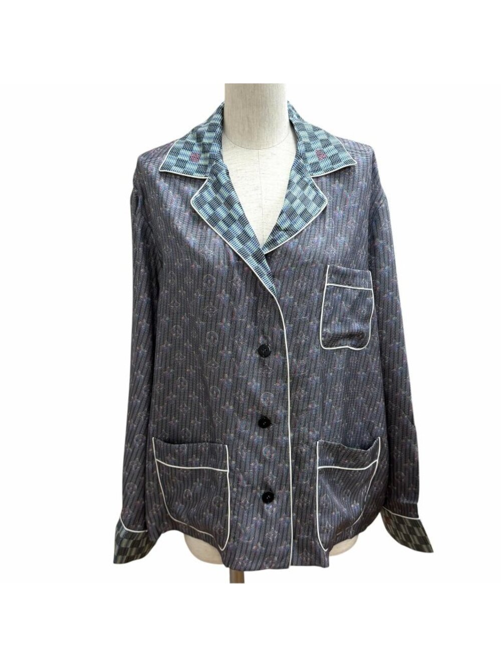 Louis Vuitton Silk 100% 3D Monogram Logo Buttoned Long Sleeve Shirt Multi 36